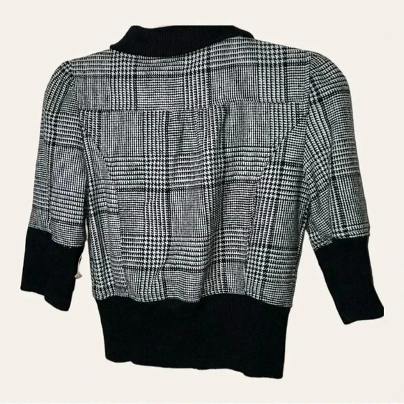 Women’s BEVERLY HILLS FULL ZIP JACKET SHORT SLEEVE SIZE SMALL PLAID‎ BLACK/WHITE - Picture 7 of 8